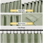 Short Blackout Curtains 45 Inches Long Sage Green Thermal Insulated Curtain Tier... - Image 4