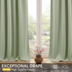 Short Blackout Curtains 45 Inches Long Sage Green Thermal Insulated Curtain Tier... - Image 6