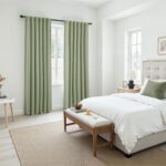 Short Blackout Curtains 45 Inches Long Sage Green Thermal Insulated Curtain Tier... - Image 8