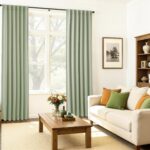 Short Blackout Curtains 45 Inches Long Sage Green Thermal Insulated Curtain Tier... - Image 9
