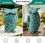 Metal Owl Statue 14"- Whimsical Rustic Garden Decor, Handmade Iron Bird Sculptur... - Image 6