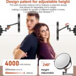 ZLOKLA 9" Wall Mounted Lighted Makeup Mirror,4000mAh Rechargeable Double Sided 1... - Image 4