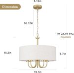 19" Transitional Gold Drum Chandelier, 5-Light Modern Luxury Design with Texture... - Image 4