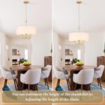 19" Transitional Gold Drum Chandelier, 5-Light Modern Luxury Design with Texture... - Image 5