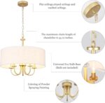 19" Transitional Gold Drum Chandelier, 5-Light Modern Luxury Design with Texture... - Image 7
