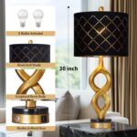 Rinweey Black and Gold Table Lamps Set of 2 for Living Room, 30" Tall Touch Cont... - Image 3