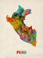 Trademark Fine Art Peru Watercolor Map Artwork by Michael Tompsett, 14 by 19-Inc... - Image 3