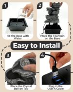 Tabletop Water Fountain with LED Lights & Rolling Bubble Ball, Indoor Waterfall ... - Image 6