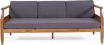 Christopher Knight Home Aston Outdoor 3 Seater Sofa - Acacia Wood - Teak/Dark Gr... - Image 5