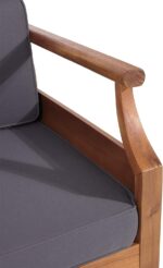 Christopher Knight Home Aston Outdoor 3 Seater Sofa - Acacia Wood - Teak/Dark Gr... - Image 6