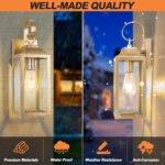 2 Pack Outdoor Light Fixtures Wall Mount, 15 Inch Gold Exterior Wall Sconces Wat... - Image 4