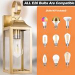 2 Pack Outdoor Light Fixtures Wall Mount, 15 Inch Gold Exterior Wall Sconces Wat... - Image 6