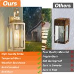 2 Pack Outdoor Light Fixtures Wall Mount, 15 Inch Gold Exterior Wall Sconces Wat... - Image 7