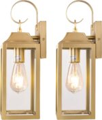 2 Pack Outdoor Light Fixtures Wall Mount, 15 Inch Gold Exterior Wall Sconces Wat... - Image 9