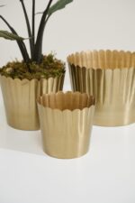 Gold Delicata Metal Planter Pot l Decorative Flower Pot with Scalloped Edge | Mo... - Image 3