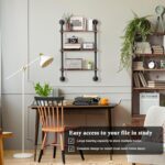 Merapi 24" Industrial Floating Shelves, Pipe Shelves for Wall, 3 Tier Rustic Woo... - Image 5