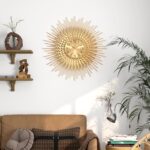 Large Mid Century Gold Wall Clock Decorative Modern Sunburst Wall Clocks, Metal ... - Image 7
