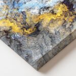 Large Modern Abstract Canvas Wall Art Blue and Gold Fluid Texture Print Contempo... - Image 4