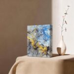 Large Modern Abstract Canvas Wall Art Blue and Gold Fluid Texture Print Contempo... - Image 7
