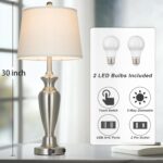 30" Tall Silver Table Lamps Set of 2 for Living Room, Touch Control Bedside Lamp... - Image 3
