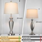 30" Tall Silver Table Lamps Set of 2 for Living Room, Touch Control Bedside Lamp... - Image 4