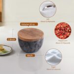 Natural Marble Salt Cellar, 10oz Salt Dish with Lid & Spoon, Unique Seasoning Bo... - Image 3