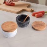 Natural Marble Salt Cellar, 10oz Salt Dish with Lid & Spoon, Unique Seasoning Bo... - Image 8