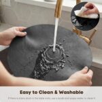 Artoid Mode Black Faux Leather Placemats Set of 6, 15 Inch Waterproof Wipeable H... - Image 5