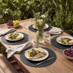 Artoid Mode Black Faux Leather Placemats Set of 6, 15 Inch Waterproof Wipeable H... - Image 6