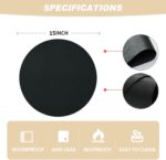 Artoid Mode Black Faux Leather Placemats Set of 6, 15 Inch Waterproof Wipeable H... - Image 8