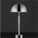 SAFAVIEH Couture Lighting Collection Harvey Modern Metal Dome Nickel 26-inch Bed... - Image 4
