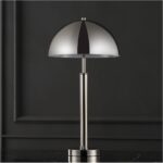 SAFAVIEH Couture Lighting Collection Harvey Modern Metal Dome Nickel 26-inch Bed... - Image 6