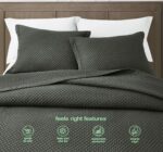 Sterling Creek 100% Tencel Lyocell Quilt Set Queen Size - Slate Gray Diamond Sti... - Image 5