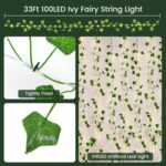 Vine with Fairy Lights for Room Decor, 33ft 100 LED Fake Ivy String Light Batter... - Image 6