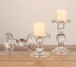 Lewondr Glass Candle Holders, 3 Pieces Crystal Clear Candlesticks with Elegant D... - Image 9