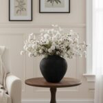 Black Large Round Vase Pottery Look for Home Decor, Arina Black Rustic Iron Vase... - Image 3