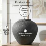 Black Large Round Vase Pottery Look for Home Decor, Arina Black Rustic Iron Vase... - Image 8
