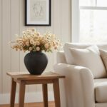 Black Large Round Vase Pottery Look for Home Decor, Arina Black Rustic Iron Vase... - Image 9