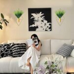 2 Pack Gold Wall Decor Hanging Planters with Artificial Plants Metal Hanging Vas... - Image 4