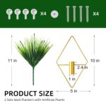 2 Pack Gold Wall Decor Hanging Planters with Artificial Plants Metal Hanging Vas... - Image 5