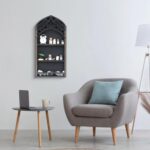 Arch-Shaped Black and Gold Wooden Shelf, Pattern French Wall Rack, 3-Layer Displ... - Image 3