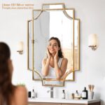 Gold Bathroom Mirror for Wall, 24"x36" Rectangle Vanity Mirror, Polished Beveled... - Image 4