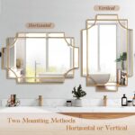 Gold Bathroom Mirror for Wall, 24"x36" Rectangle Vanity Mirror, Polished Beveled... - Image 5