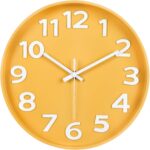 45MinST 12-Inch Modern Yellow Indoor/Outdoor Wall Clock, Silent Non-Ticking, Lar... - Image 4
