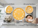 45MinST 12-Inch Modern Yellow Indoor/Outdoor Wall Clock, Silent Non-Ticking, Lar... - Image 7