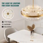 Siljoy 12 Lights Gold Crystal Chandelier for Dining Room, 23.6'' Modern 3-Tiers ... - Image 4
