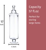 Diamond Star Clear Glass Apothecary Jars, Candy Jar with Lid, Elegant Decorative... - Image 3