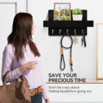 Key Holder Wall Mount, Rustic Key Hooks for Wall with Shelf for Mail Organizer, ... - Image 4
