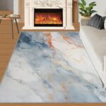 Modern Luxury Rugs for Living Room - Marble Texture Rug, 6x9 Rug, Abstract Washa... - Image 4