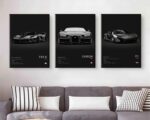 zyfmyc Car Poster Wall Art For Men Set of 3 Framed Car Posters Room Aesthetic Bl... - Image 3